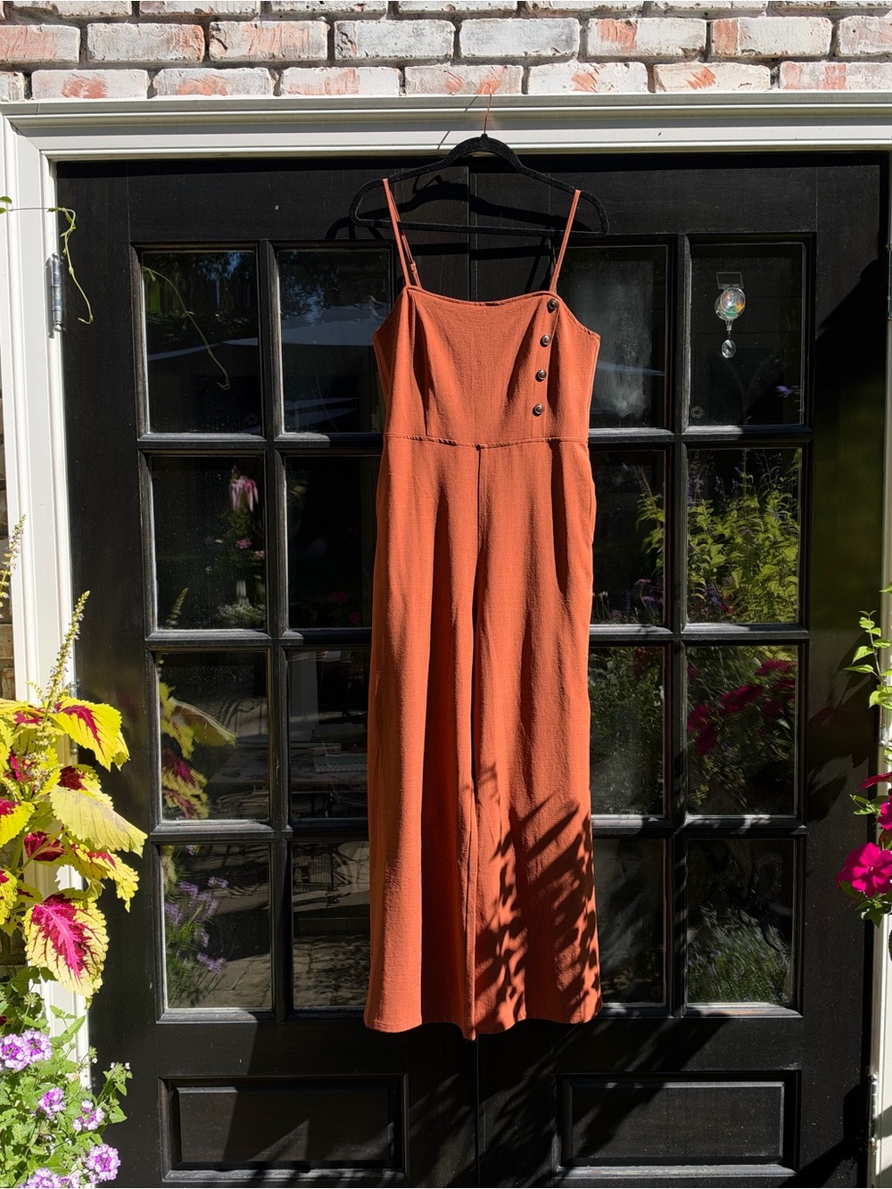Cozy Casual Rust Orange Maxi Dress with Spaghetti Straps
